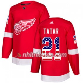 Detroit Red Wings Trikot Tomas Tatar 21 Adidas 2017-2018 Rot USA Flag Fashion Authentic - Herren